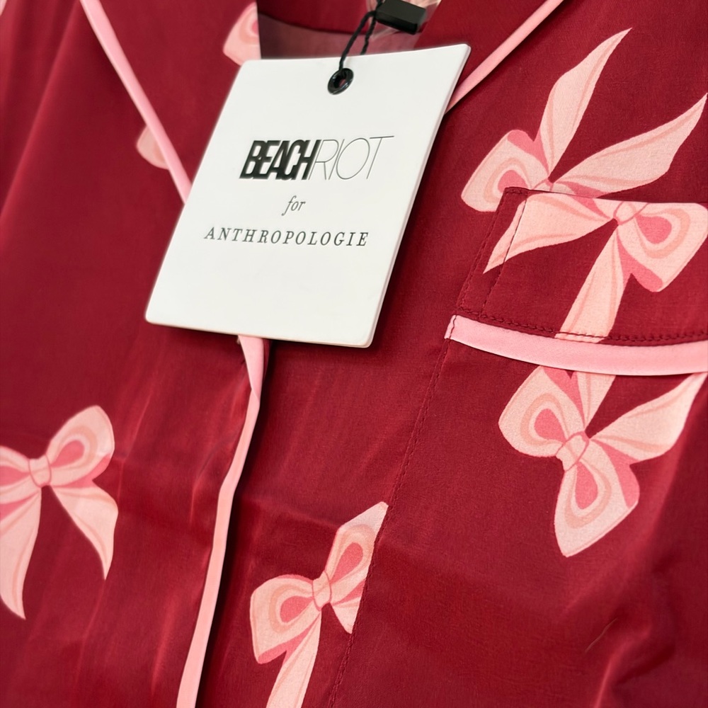 💕Anthropologie💕✨ Beach Riot✨ ✨NWT✨Livy Top & Connie Pant Red Bows Pajama Set - Picture 7 of 14